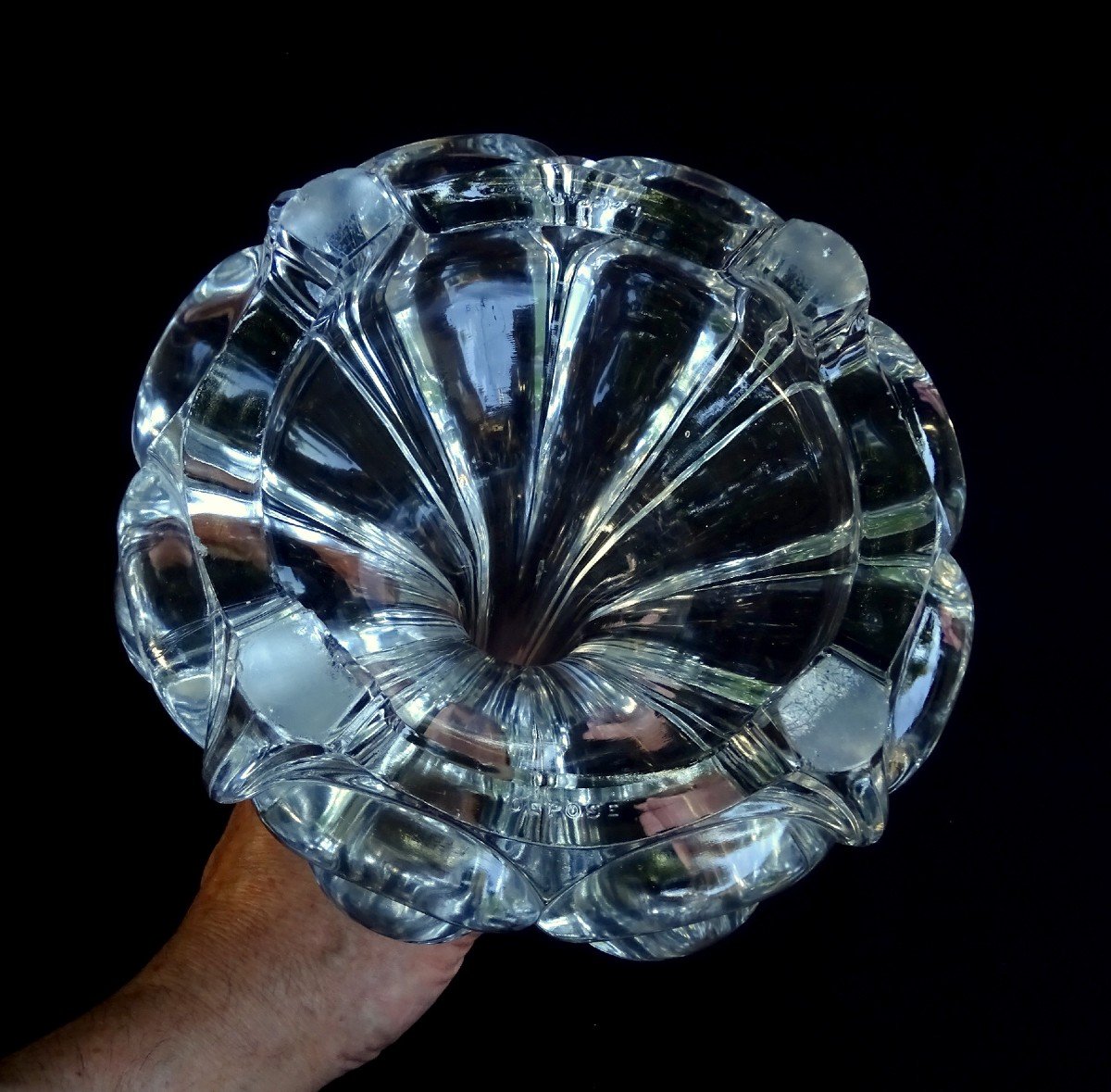 Baccarat Crystal, Tulip Lamp By Beautiful Size, Around 1950-60, Signed Baccarat Deposited-photo-6