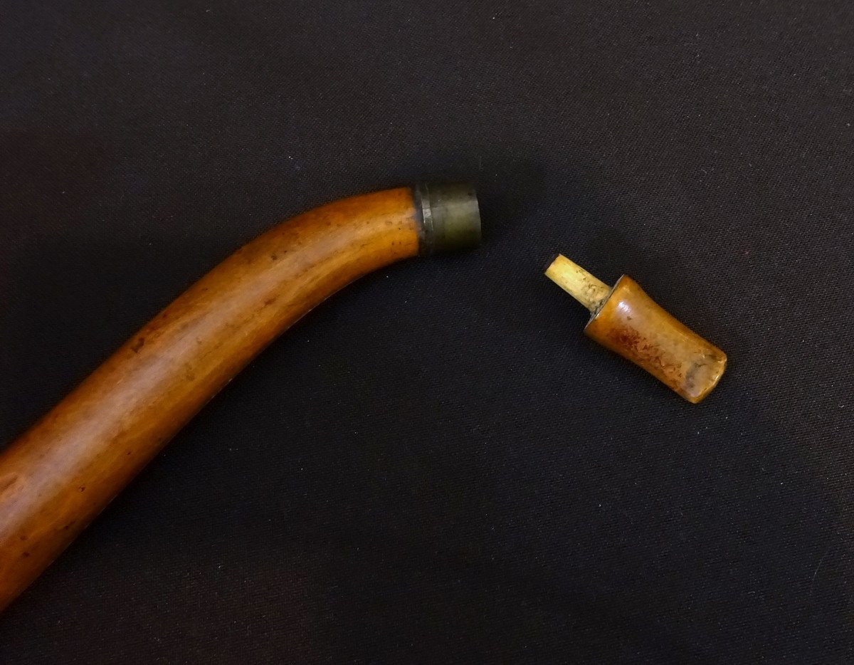 18th Century Pipe In Finely Carved Wood, The Furnace Containing A Grinning Bearded Man-photo-7