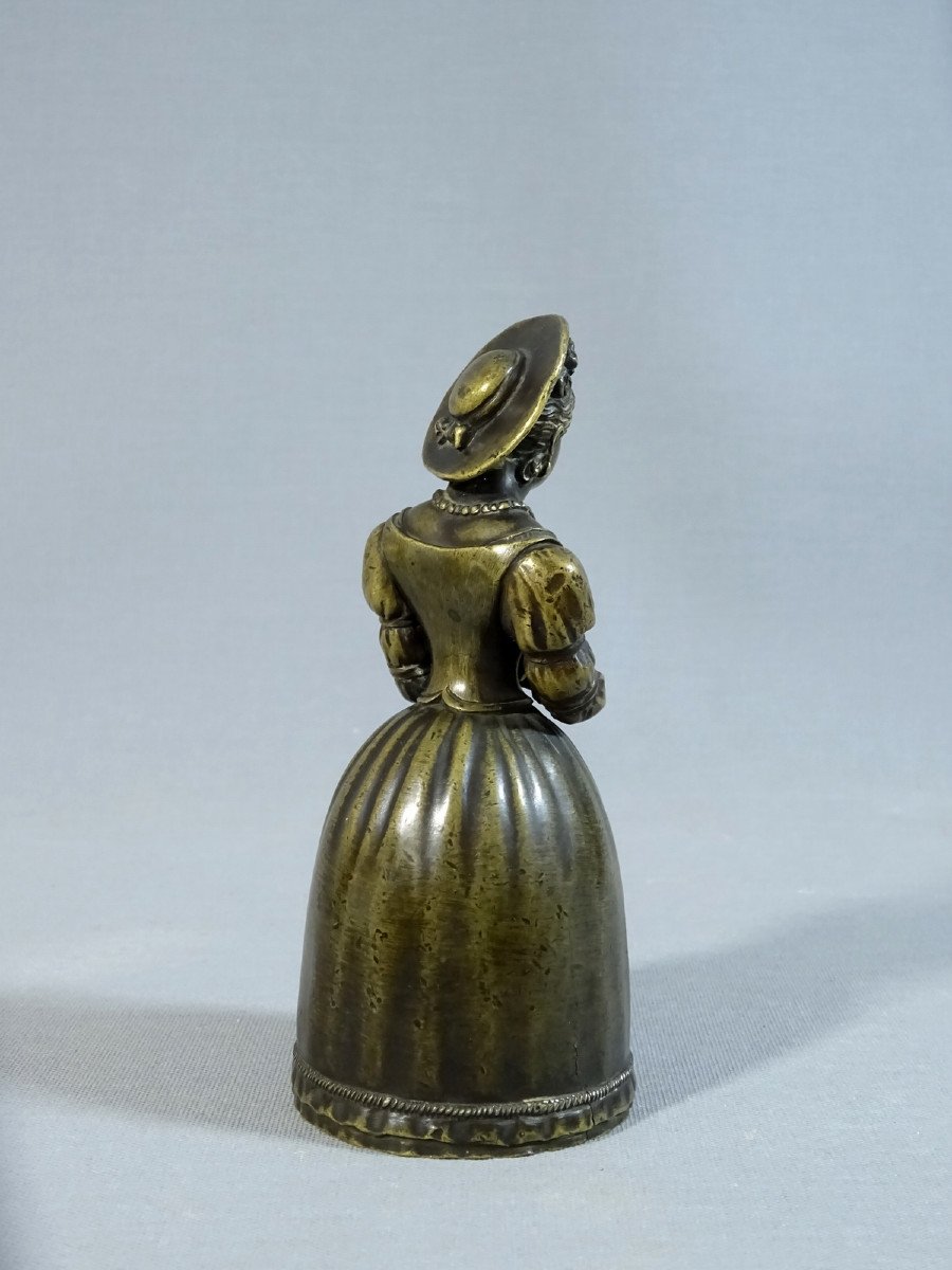 Table Or Service Bell In Early 19th Century Bronze, Depicting A Lady Of The Court In Clothes ; Possibly Madame Du Barry-photo-4