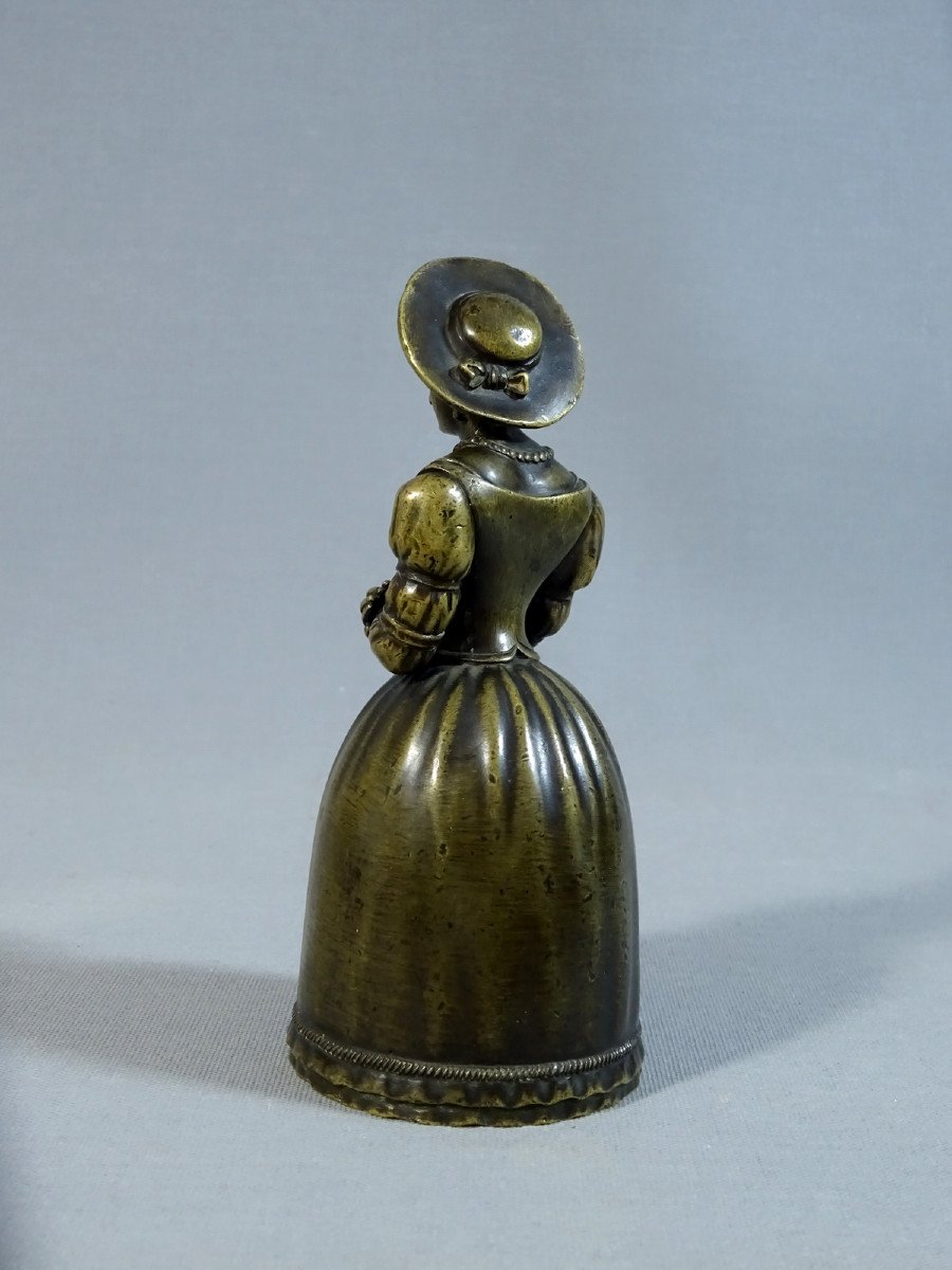 Table Or Service Bell In Early 19th Century Bronze, Depicting A Lady Of The Court In Clothes ; Possibly Madame Du Barry-photo-2