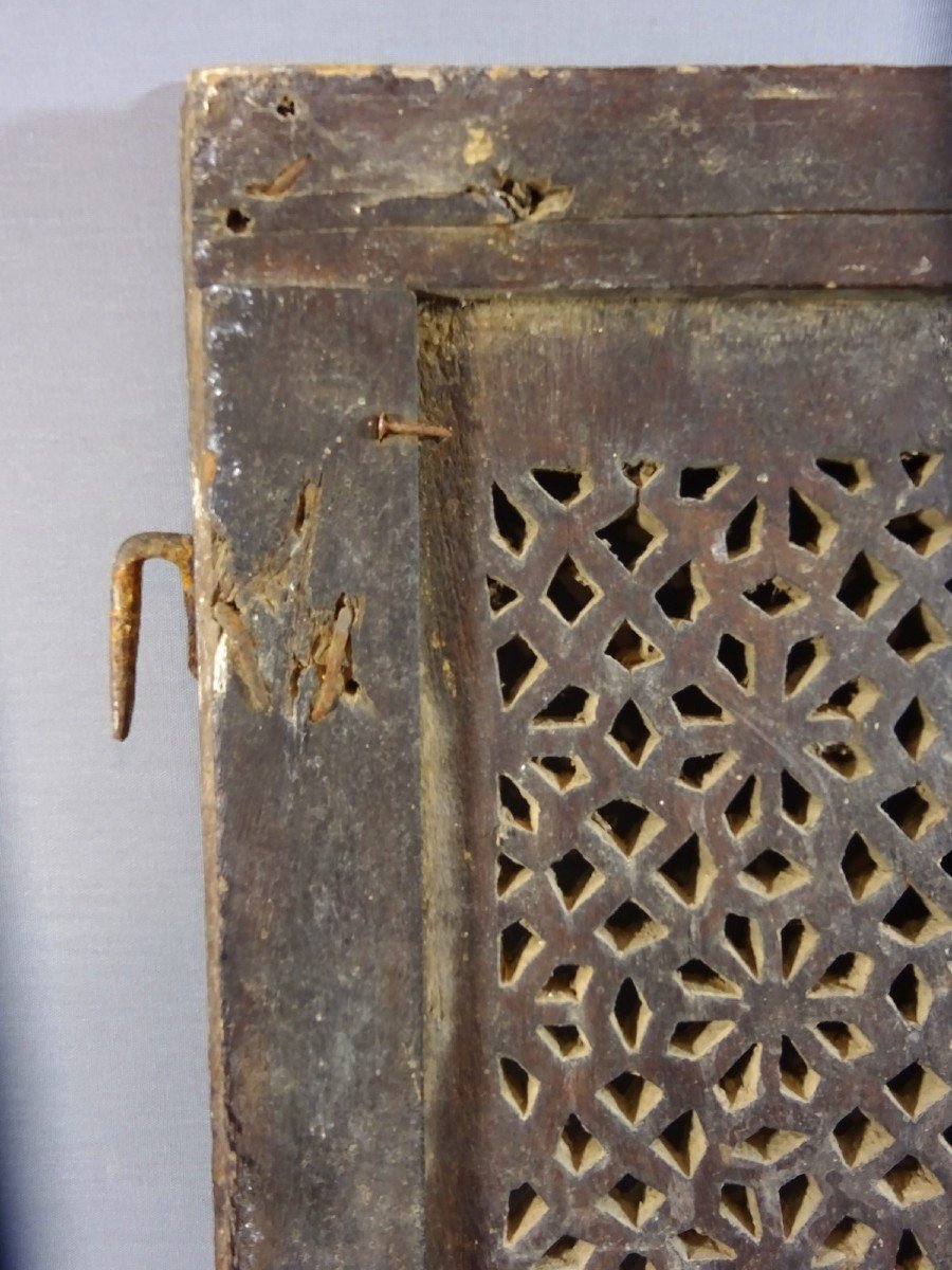 Swing Shutter Panel From Kushk Or Shubbâk Moucharabieh Grid In Ornate Wood, Work From Yemen, Sanaa ; Before The 17th Century-photo-6