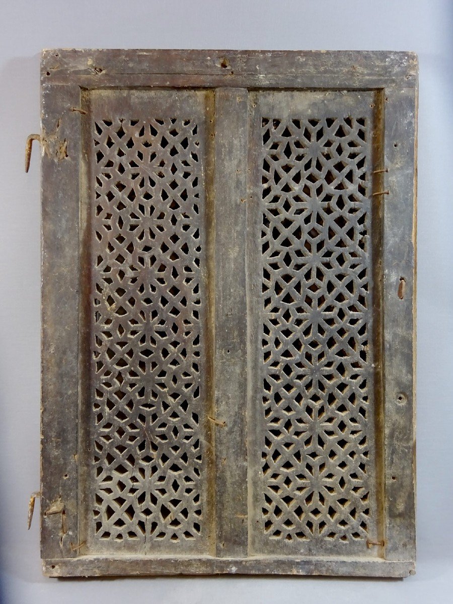 Swing Shutter Panel From Kushk Or Shubbâk Moucharabieh Grid In Ornate Wood, Work From Yemen, Sanaa ; Before The 17th Century-photo-7