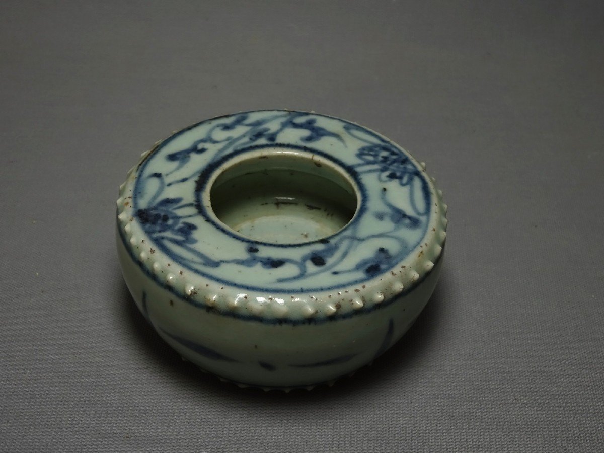 Chinese Porcelain Brush Wash Pot, Ming Dynasty, Beautiful Porcelain Stoneware With Celadon Glaze-photo-2