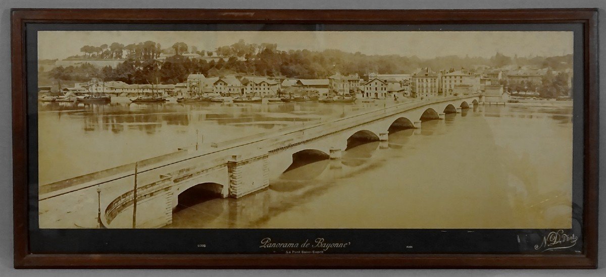 Bayonne, Le Pont Saint Esprit,  Neurdein Frères Photographes ; belle Photo Panoramique De Grand Format, Vers 1900