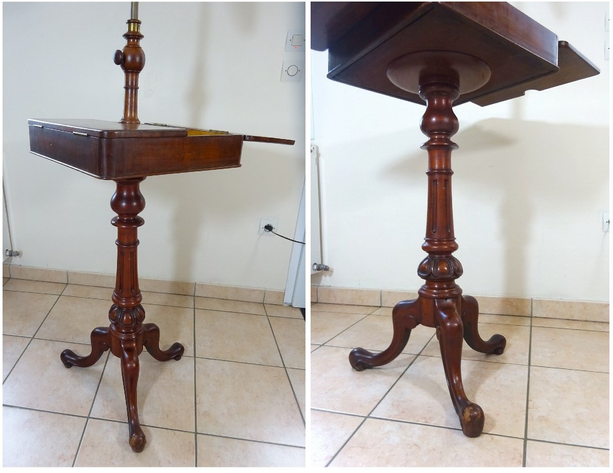 Nineteenth Century Mahogany Barber, Louis Philippe Period, Turned Wood, Psyche And Leg In Motion-photo-5