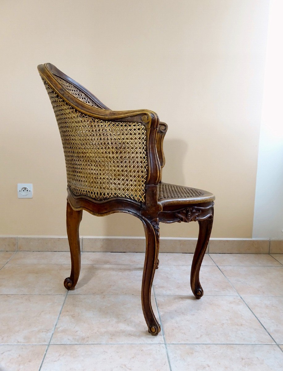 Office Armchair Or Said Of Cabinet Of Louis XV Period With Cane Fund, The Fabric Cover-photo-4