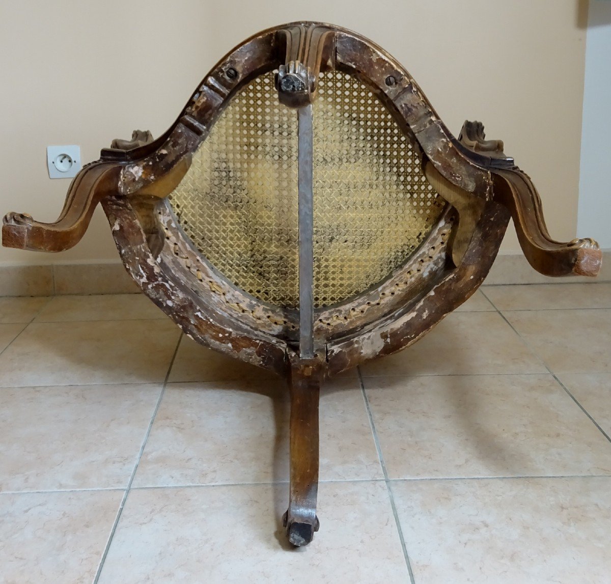 Office Armchair Or Said Of Cabinet Of Louis XV Period With Cane Fund, The Fabric Cover-photo-7