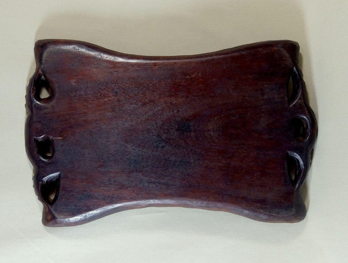 China Late Nineteenth Century, Carved Wooden Tray With Dragon Decor In The Clouds-photo-8