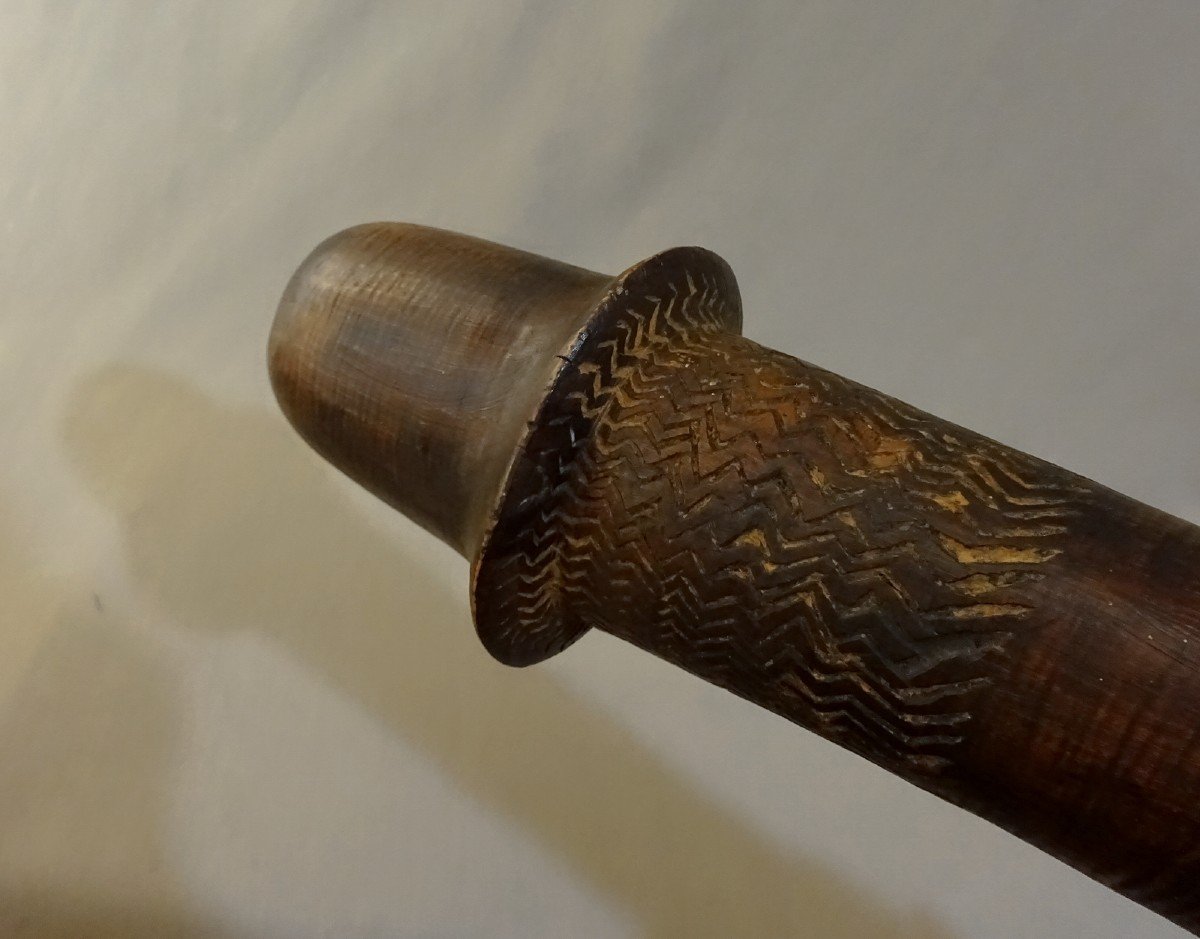 Casse T&ecirc;te Kanak Ancien, Nouvelle Cal&eacute;donie, M&eacute;lan&eacute;sie, Bois Dur Sculpt&eacute;, La Massue En Forme De Phallus ou Cloche-photo-5