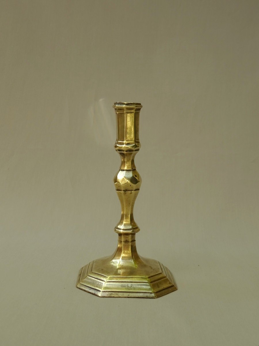 Flambeau à Pans Du XVIIème Siècle Epoque Louis XIV, Poinçonné au R Couronné-photo-5