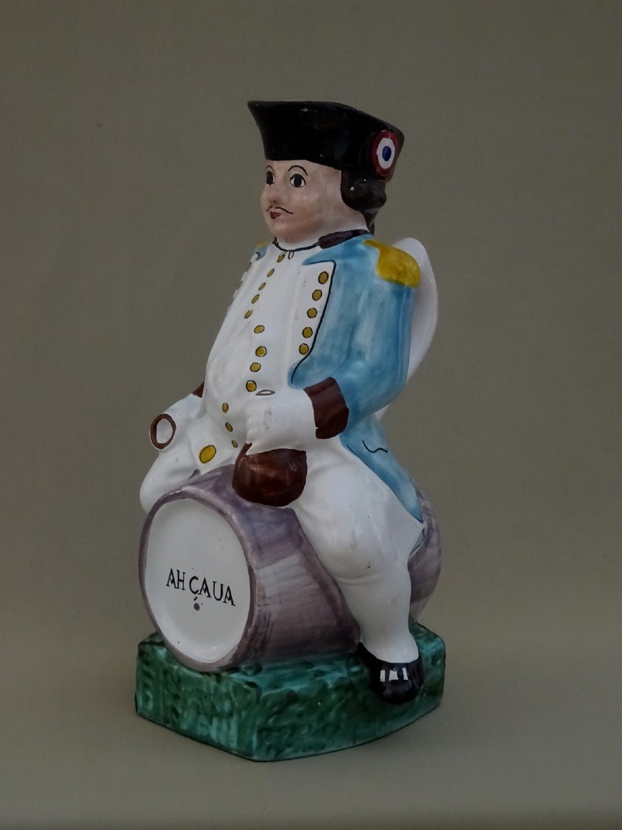 Northern Earthenware, Late 18th Century, Jacquot Jug, A Man On Horseback On A Barrel, Wearing A Bicorne With Revolutionary Cockade-photo-4