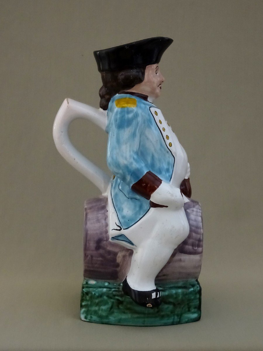 Northern Earthenware, Late 18th Century, Jacquot Jug, A Man On Horseback On A Barrel, Wearing A Bicorne With Revolutionary Cockade-photo-5