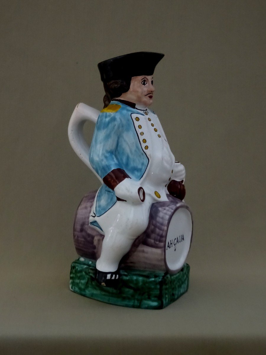Northern Earthenware, Late 18th Century, Jacquot Jug, A Man On Horseback On A Barrel, Wearing A Bicorne With Revolutionary Cockade