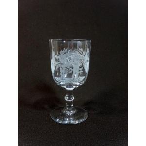 Rare 19th Century Engraved Commemorative Glass, Pax France Russia, Franco Russian Anlliance, 1891