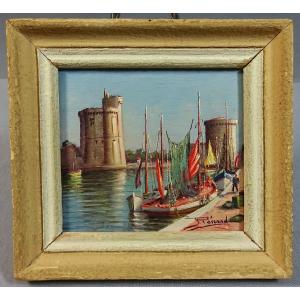 Entrée Du Port De La Rochelle, Peinture Huile De Raymond Enard, Dit Rénard (1902-1982).