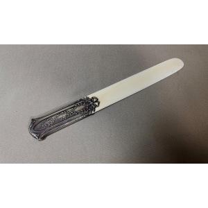 Letter Opener Or Paper Opener From The 19th Century, Louis XVI Style, Silver & Ivory, Silversmith Lefebvre Eugène