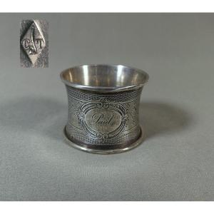 Flowing Or Napkin Ring From The 19th Century In Silver Minerva, Goldsmith César Tonnelier (1845-1882)