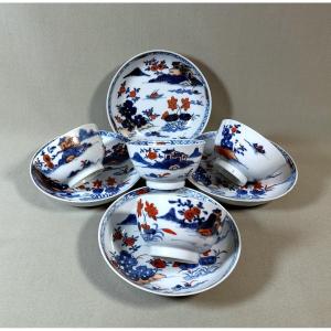 China Compagnie Des Indes, Porcelain Sorbet Bowls, Qianlong Period,  In Imari Japanese Style