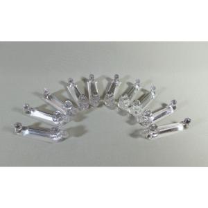 Ten Old Molded Crystal Knife Rests Holders Featuring Poodle Dogs, Circa 1920-30