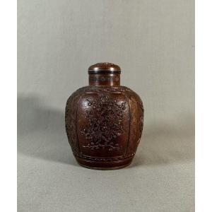 19th Century Tea Box, Shibuichi Or Tinned Copper, Japan, China, Bears Sigillaire Seal