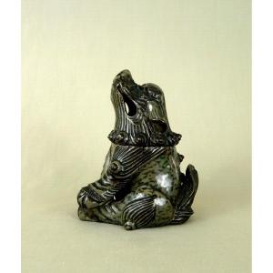 Japon XVIIIe, Brule Parfum Figurant un Shishi ou Komainu, Chiens-Lions Gardiens des Temples
