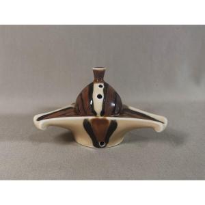 Camille Tharaud à Limoges, Brûle parfum d'Epoque Art Deco en Porcelaine Polychrome