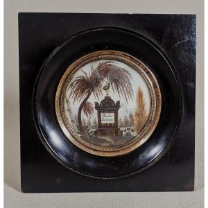 19th-century Reliquary, Made From The Deceased's Hair, Inscribed On The Stele "precious Remain"