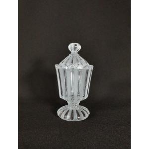 Cristal de Baccarat, Moutardier Ancien à Décor de Godrons et Cannelures, Signé