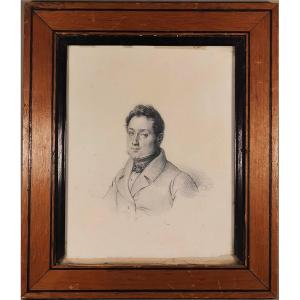 Dessin de Julien Vallou de Villeneuve , Portrait présumé du Compositeur Rossini Jeune