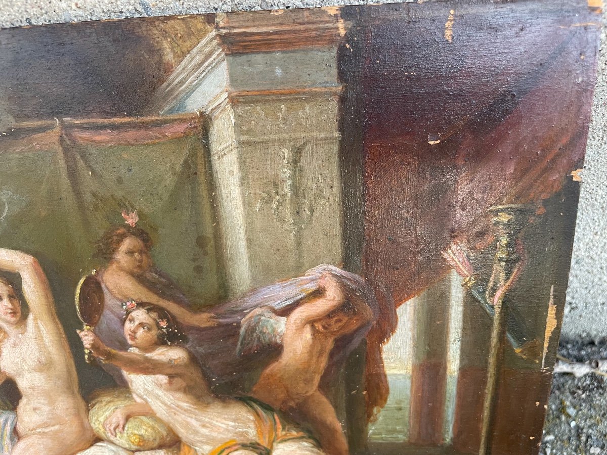 « la Toilette De Vénus »,peinture Sur Bois ,signié: Fran. Podesti 1884-photo-2