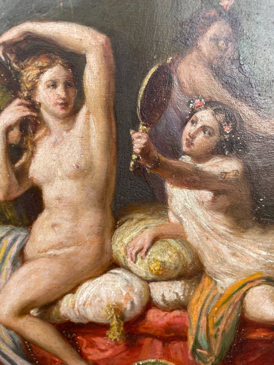 « la Toilette De Vénus »,peinture Sur Bois ,signié: Fran. Podesti 1884-photo-4