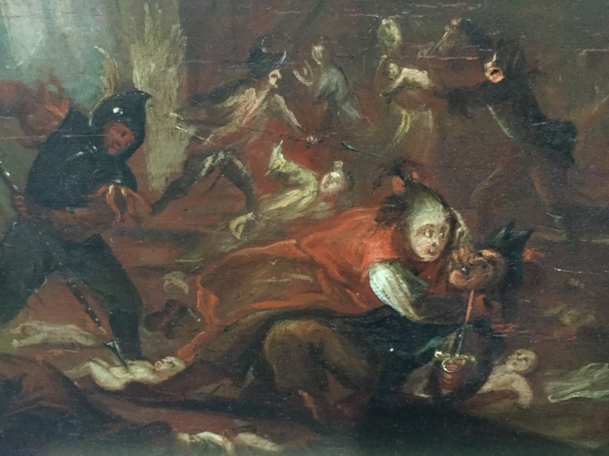 "the Massacre Of The Innocents In Bethlehem" Painting (oil On Wood), Italy XVII-photo-4