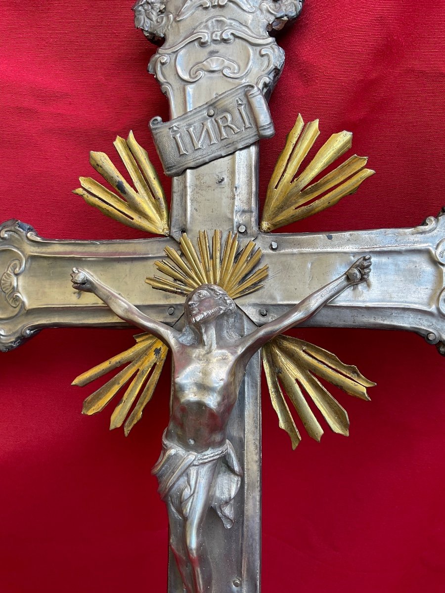 Crucifix- Staurotheque (capsule- Reliquary Of The True Cross) Silver On Wood, 13th Century Italy-photo-4