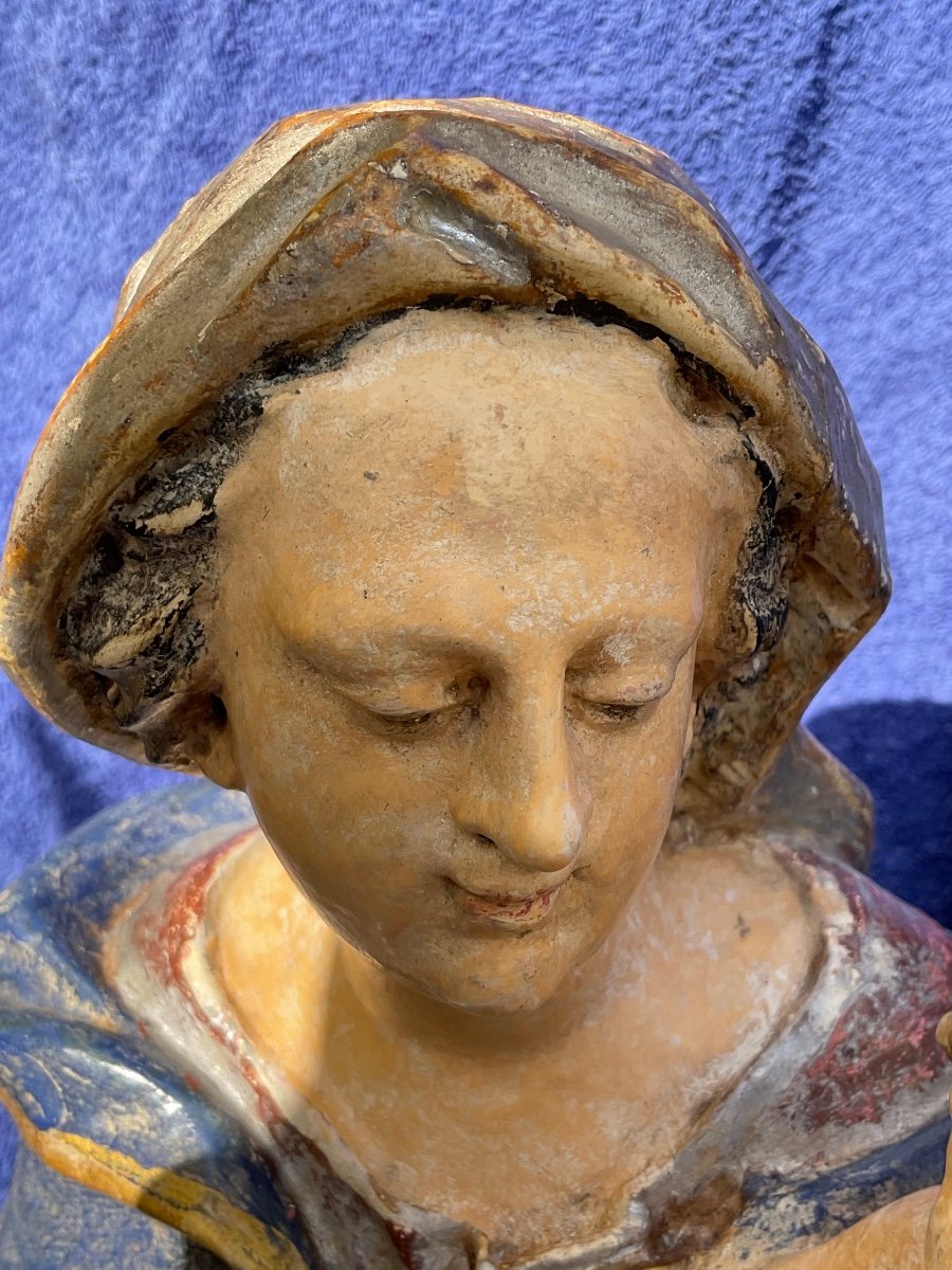 Vierge à L‘Enfant, Bois Sculpté Polychromé , Allemagne De Sud, XVIIIe-photo-1