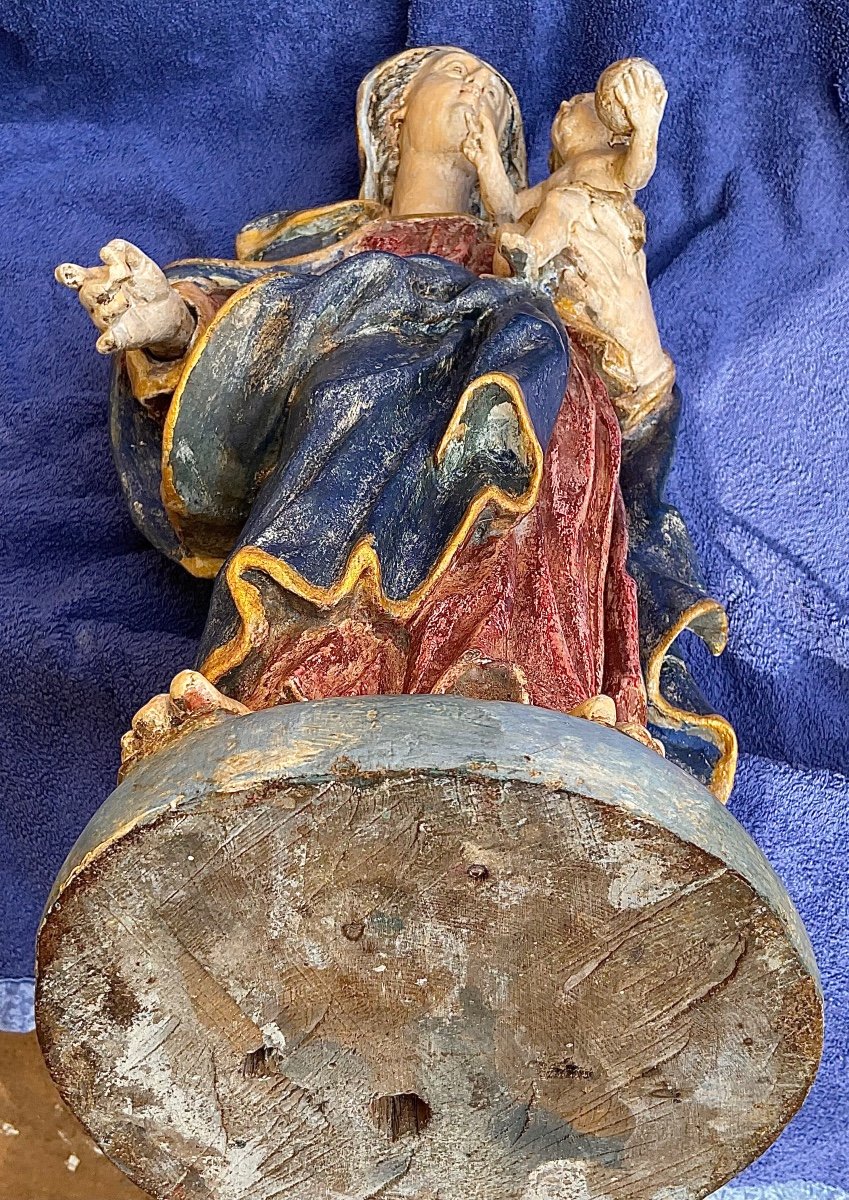 Vierge à L‘Enfant, Bois Sculpté Polychromé , Allemagne De Sud, XVIIIe-photo-5