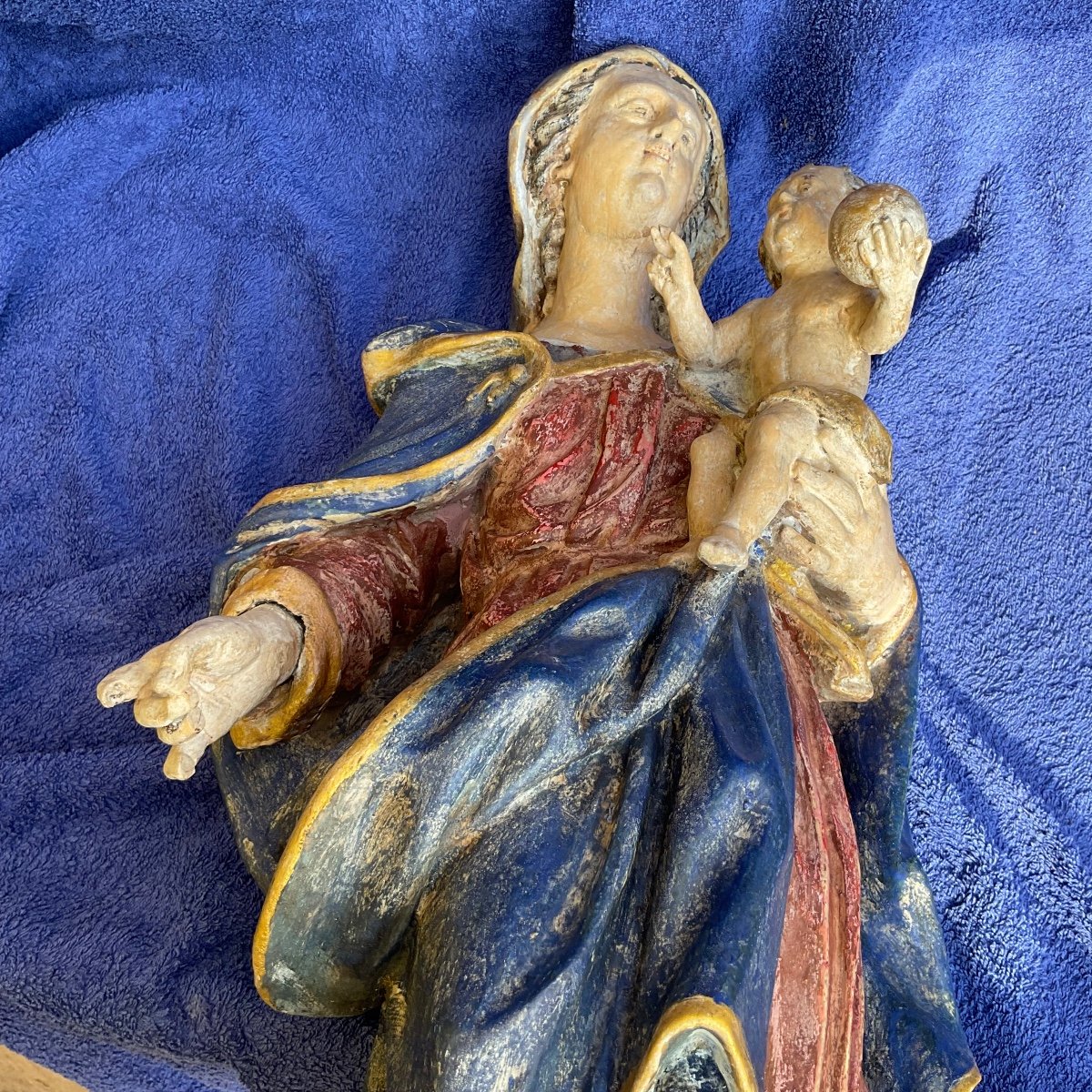 Vierge à L‘Enfant, Bois Sculpté Polychromé , Allemagne De Sud, XVIIIe-photo-7