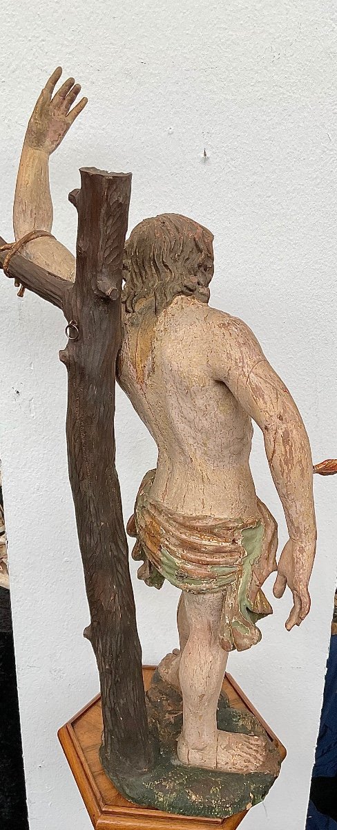 The Martyrdom Of Saint Sebastian, Carved Wood, Polychrome, Tirol Early 18th Century-photo-1