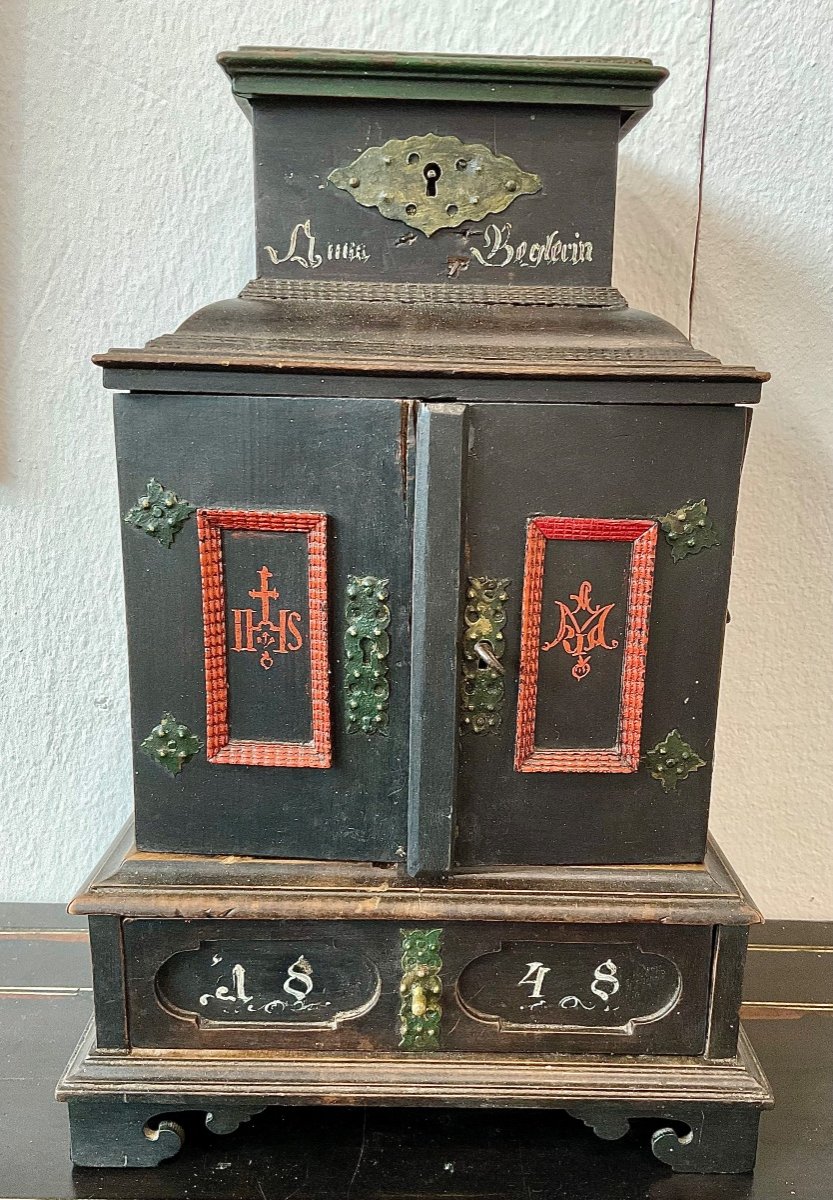 Cabinet De Curiosités En Miniature En Bois Noirci ,tirol XVIIeme Siècle -photo-2