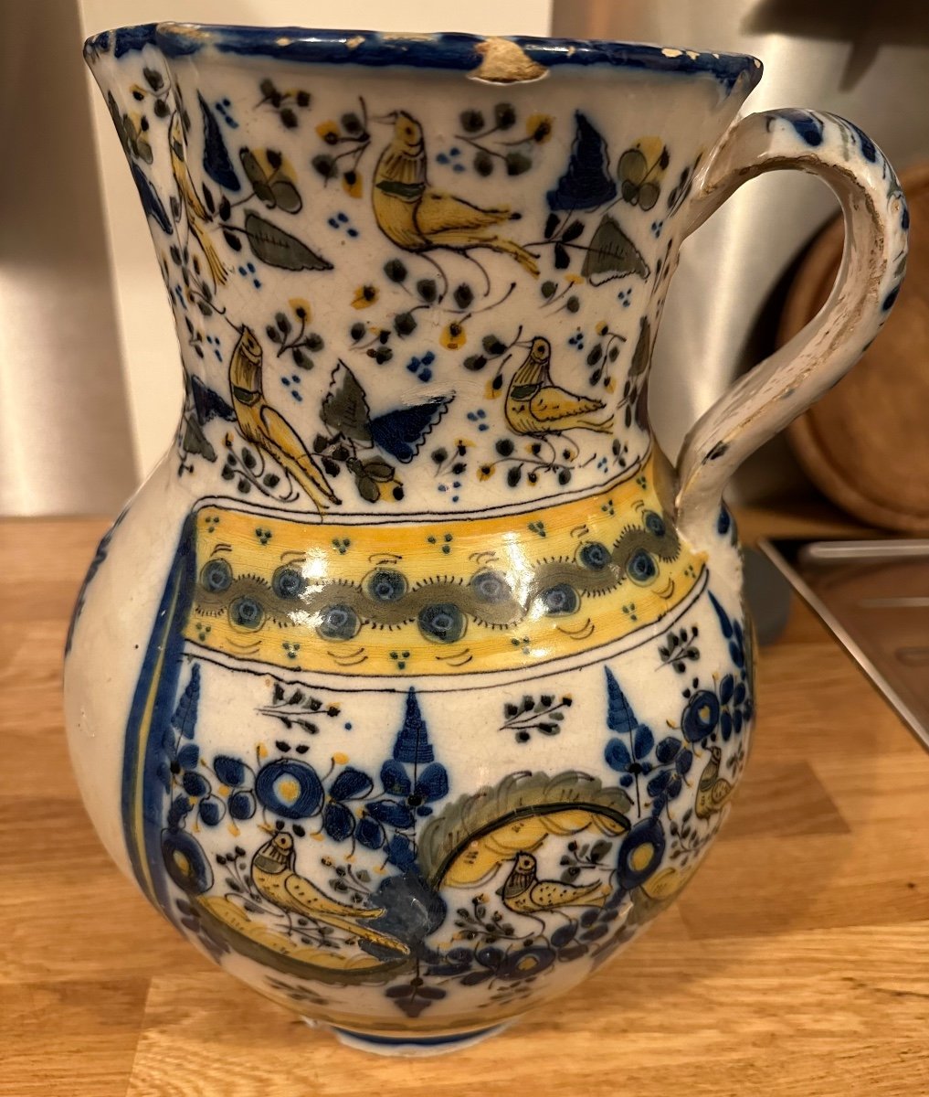 Large Jug Of Holy Water “talavera De La Reina”, Spanish Fayence, Early XIX.century-photo-3