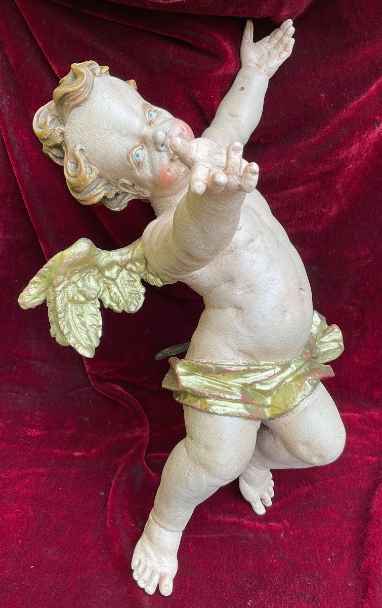Ange D’autel En Bois Sculpté Et Peint, Munich ( Allemagne), XVIIIe-photo-4
