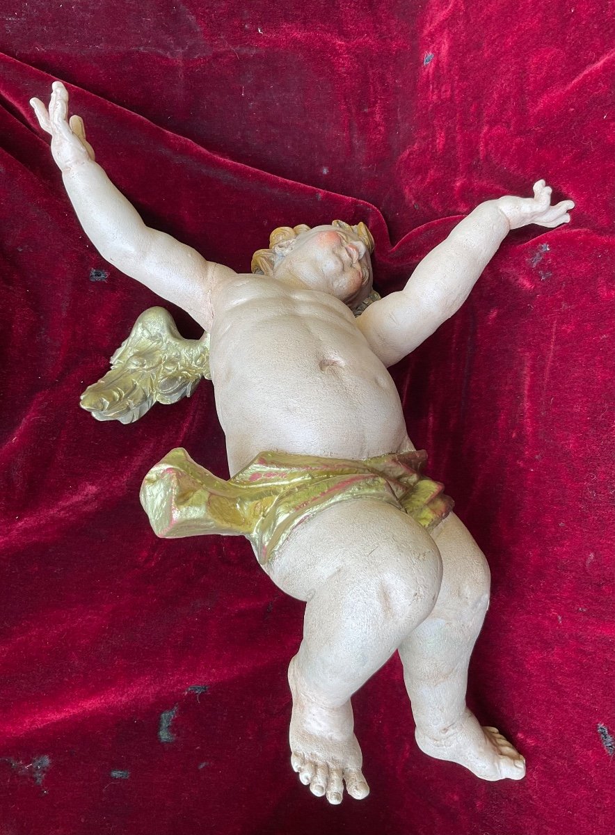Ange D’autel En Bois Sculpté Et Peint, Munich ( Allemagne), XVIIIe-photo-5
