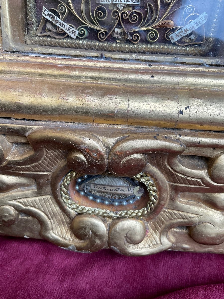 Reliquary -frame (relics Of Saints) , Carved Wood, Gilded, Italy, Late 17th Century-photo-2