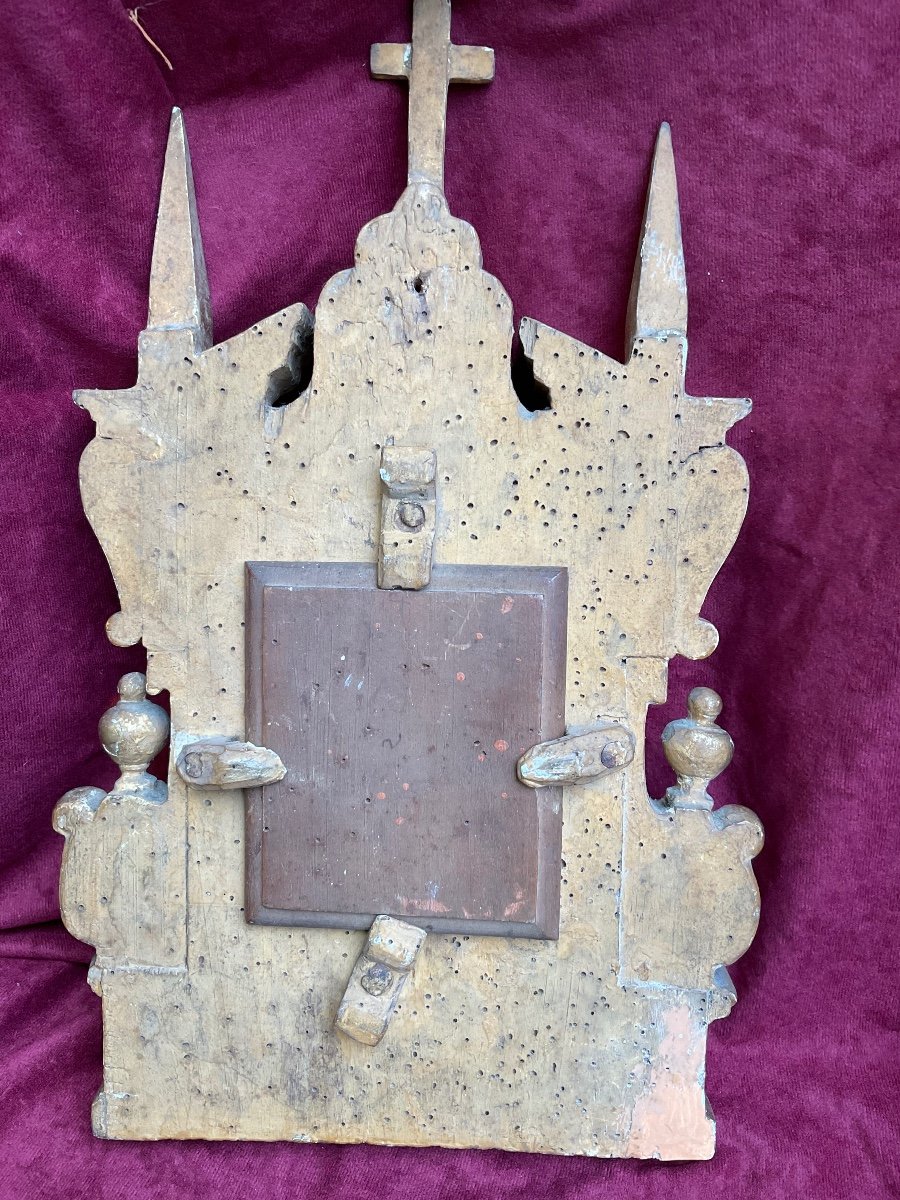 Reliquary -frame (relics Of Saints) , Carved Wood, Gilded, Italy, Late 17th Century-photo-4