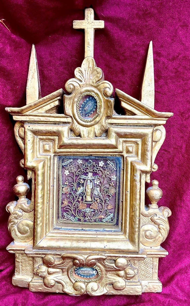 Reliquary -frame (relics Of Saints) , Carved Wood, Gilded, Italy, Late 17th Century