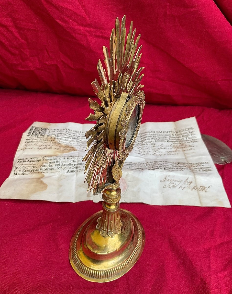Monstrance - Reliquary "s. Elisab.rhv" (elisabeth Queen Of Hungary), Gilded Copper, 18th Century-photo-6