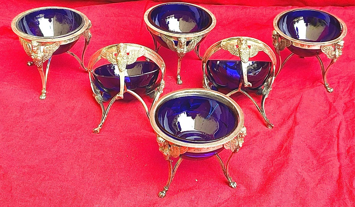 Set De Six Salières En Argent Poinçonnés , Premier Empire ( Napoléon I)