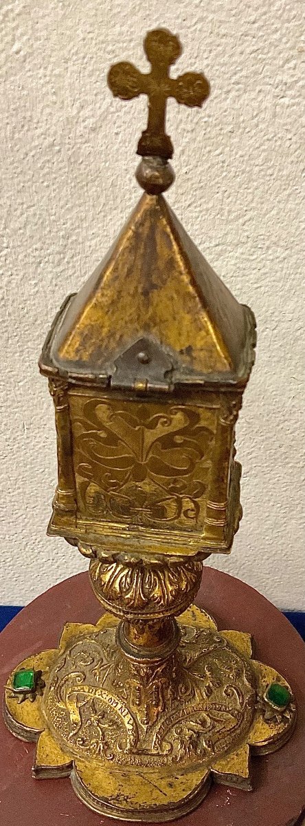 Monstrance- Reliquary In Gilded Copper Anno 1551 Hiding A Byzantine Reliquary Cross (bronze)-photo-3