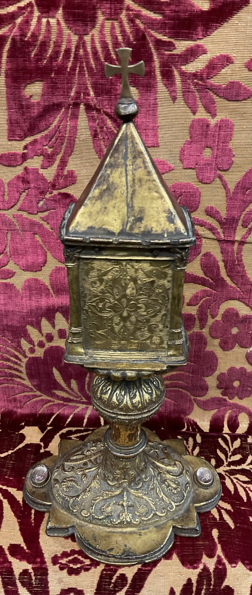 Monstrance- Reliquaire En Cuivre Doré  Anno 1551cachant Une Croix Reliquaire Byzantin (bronze)