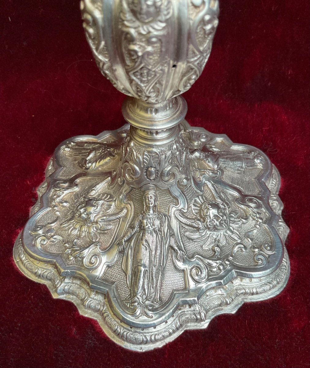  Chalice In Silver, Embossed, Chiseled With Renaissance Decor, Italy, Early 18th Century-photo-6