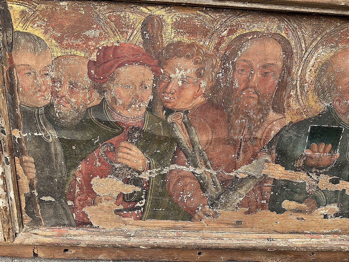 Predella, Oil On Wood Representing The Last Supper, Jesus With The 12 Apostles, Early 16th Century -photo-1